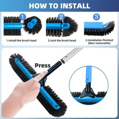 20&Prime; Wide Pool Brush Head, Heavy Duty Pool Cleaning Brush with 12-Rows Soft Br…