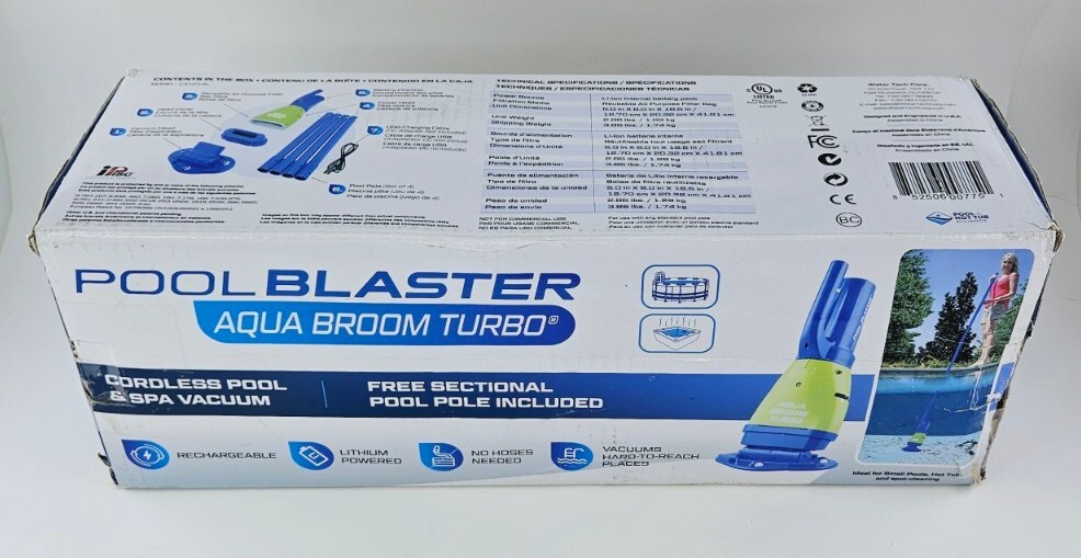 Pool Blaster Aqua Broom TURBO Rechargeable Pool & Hot Tub Cordless Vacuum Opnbox