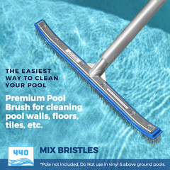 Combo Nylon and Stainless Steel Pool Brush – 18-Inch Heavy Duty Pool Brush Head