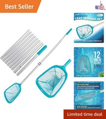 11.5 Foot Swimming Pool Leaf Skimmer Net with Telescopic Aluminum Pole, 8 Sec…