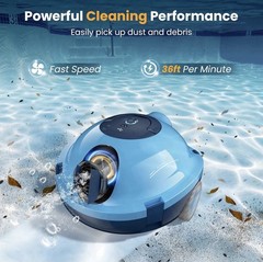 Cordless Automatic Pool Cleaner Robot, Efficient Pool Vacuum Robot W/Self-Parkin