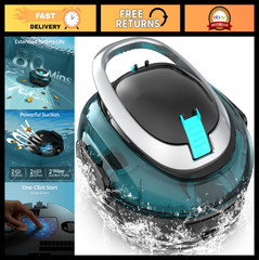 Cordless Pool Vacuum Robot for Above Ground Pools, 80-Min Runtime, Self-Parking,
