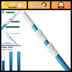 12ft Telescopic Swimming Pool Pole – Adjustable Aluminum, Strong Grip for Skimme