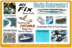 All Fix H2O EPOXY PUTTY Pool Repair Tile Gunite Stone Concrete Fiberglass Leaks