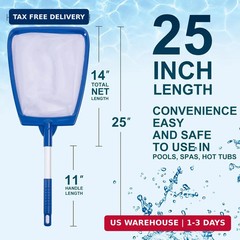 POOLAZA Hot Tub Skimmer Net Handheld, Professional Pool, Spa, Pound Skimmer Net