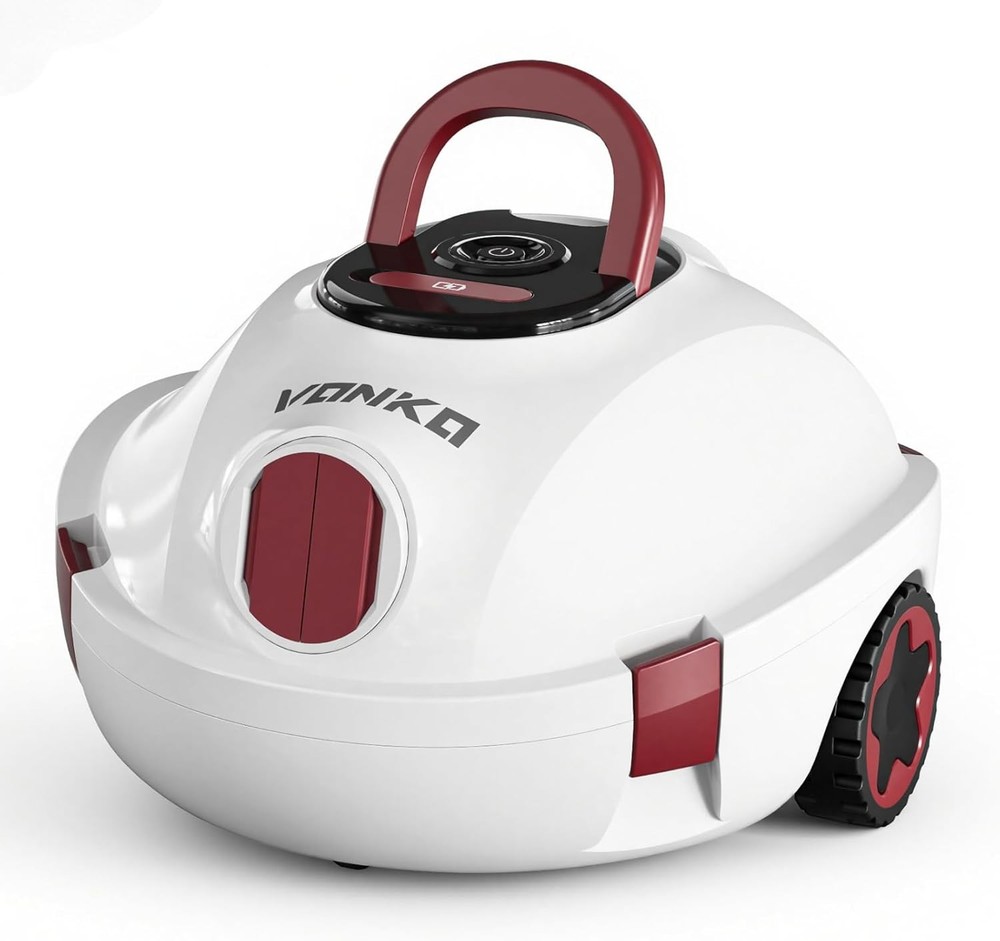 VONKO P10 Cordless Robotic Pool Cleaner 100-Min Above/Inground Self-Park WHITE