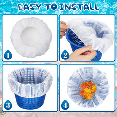 200 Pcs Pool Skimmer Socks Fine Mesh Strainer Screen Liners White
