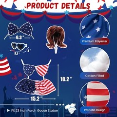 Patriotic Bikini Porch Goose Outfits for 23 Inch Lawn Statue, Blue&white&red