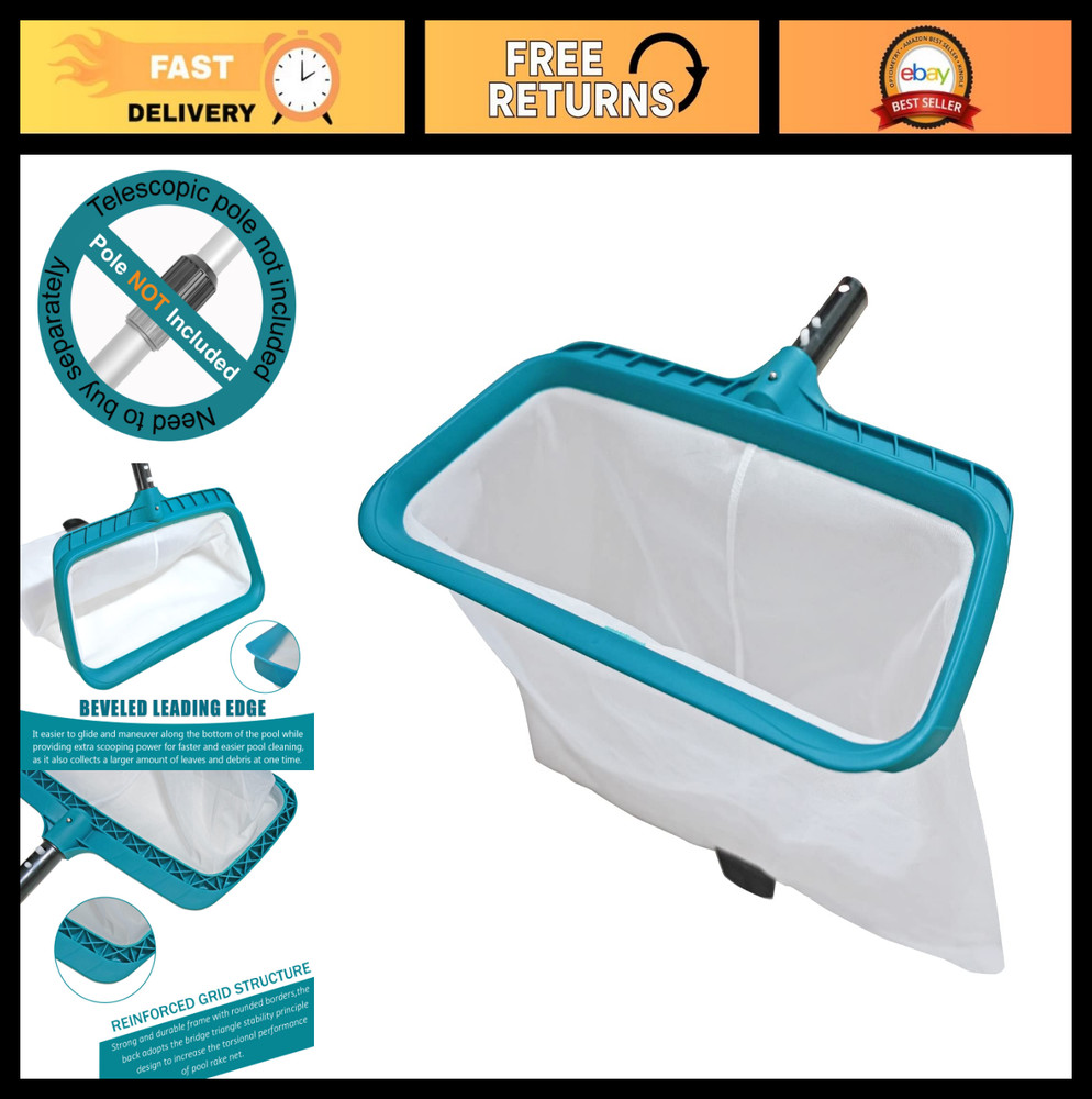 Heavy Duty Pool Skimmer Net – Fine Mesh Leaf Rake, Fast Cleaning Tool for Debris