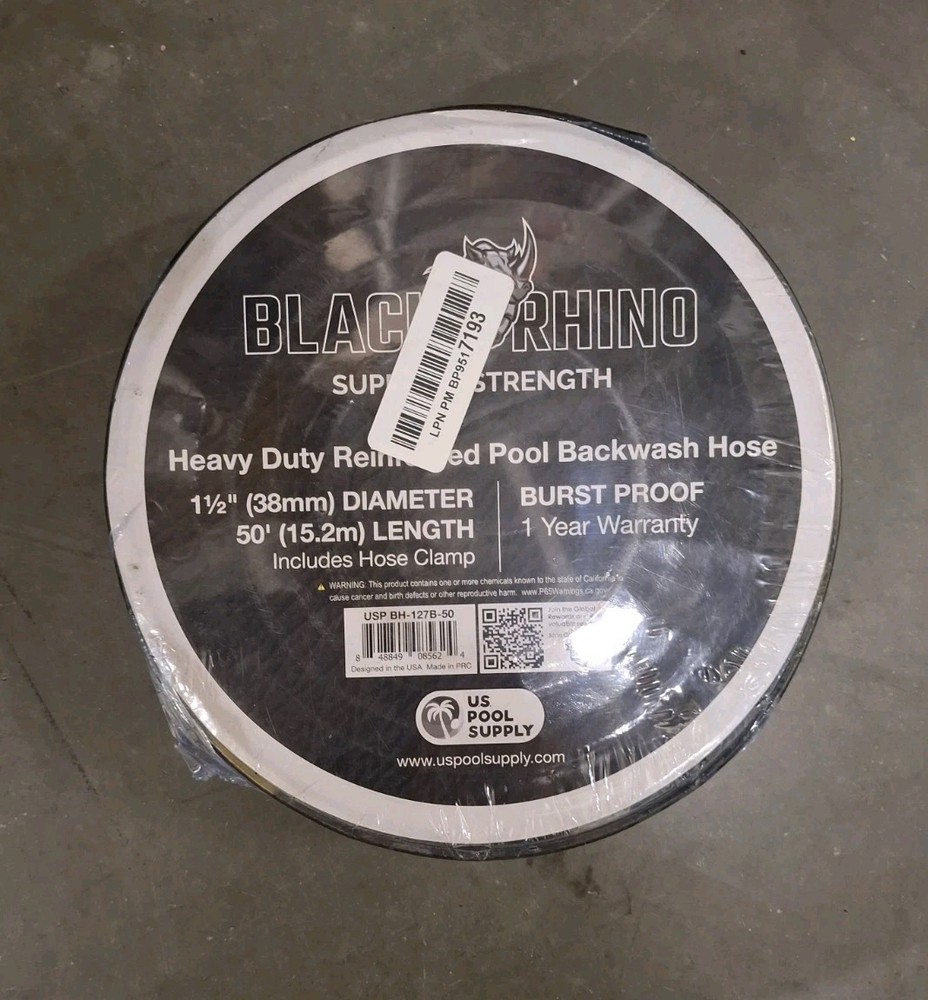 Black Rhino 1 1/2&Prime; x 50&prime; Pool Backwash Hose Extra Heavy Duty