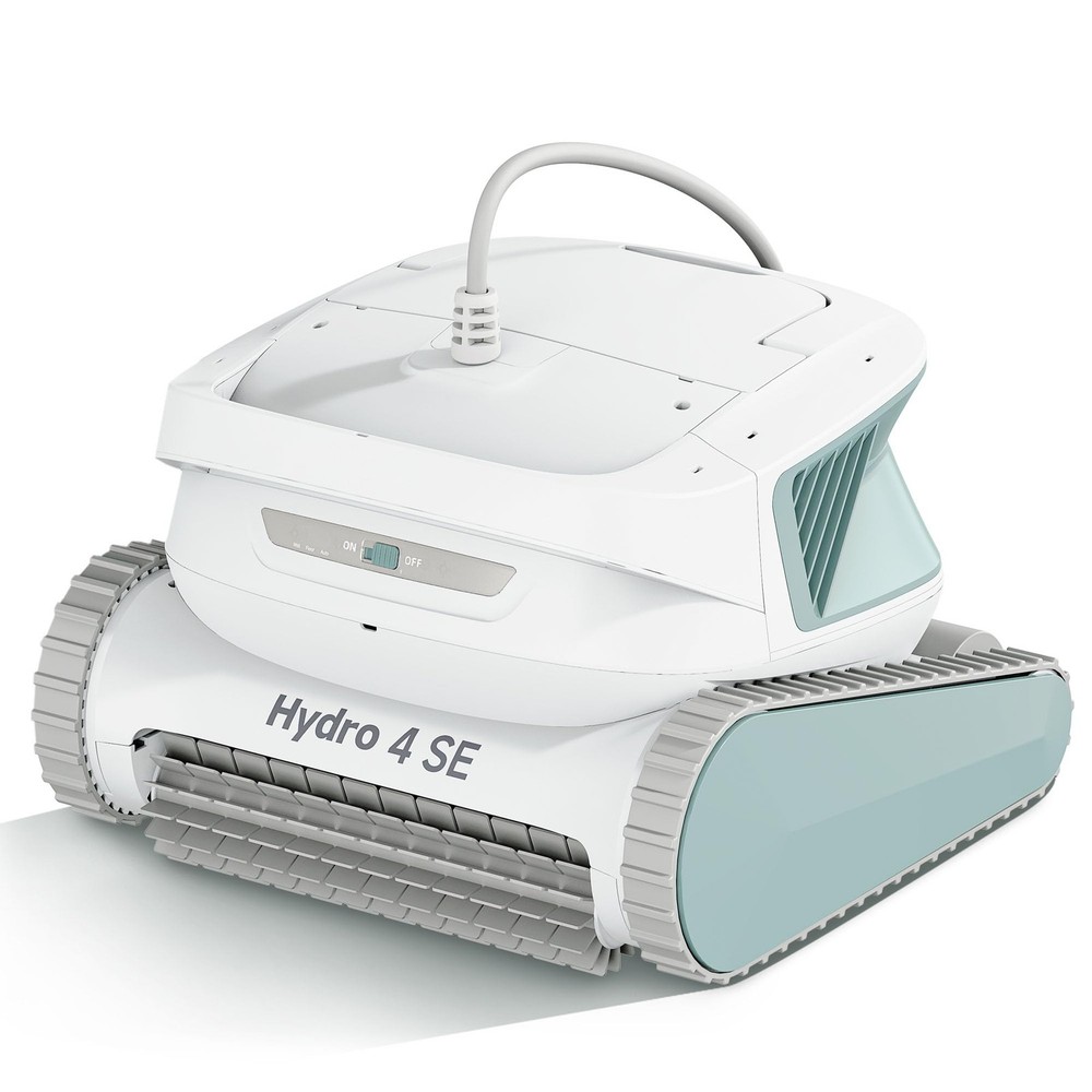Hydro 4SE Robotic Pool Cleaner, S-Shaped Path/Auto Wall/Waterline White