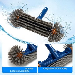 Pool Brush with EZ Clip, 13&Prime; Round End for Cleaning Pool Wall Brush Head L3M7