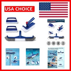 17.5” 3-in-1 Pool Brush Set: Sponge, Scrubber, Rotatable for Efficient Cleaning