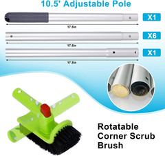 Deluxe Swimming Pool Cleaning Kit with Aluminum Pole & Brush Set