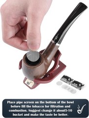 Joyoldelf Tobacco Pipe Set, Short Handle Curved Smoking with brown