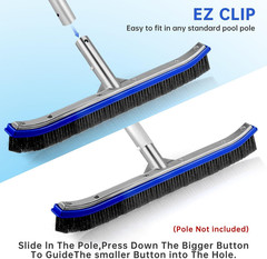 Pool Brush Head | 18&Prime; Heavy Duty Floor Brush | Stainless Steel Brush | Metal Poo