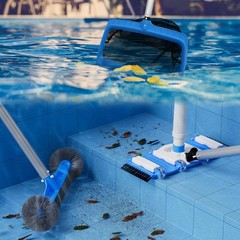 3-in-1 Pool Cleaning Kit with Brush, Vacuum, Net for Above Ground & In-ground…