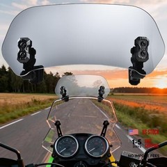 Motorcycle Windshield Extension, Upgraded Heightened Adjustable Smoke Grey