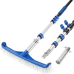 Telescopic Pool Brush with Heavy Duty Aluminum Head, 4-16 Ft Adjustable Pole