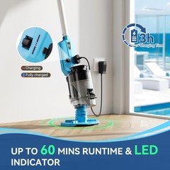 Cordless Pool Vacuum with Telescopic Pole, Powerful 30 GPM Suction, Advanced …