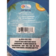 US Pool Supply USP BH-100 Heavy Duty PVC Pool Backwash Hose 1-1/2in x 100ft Blue