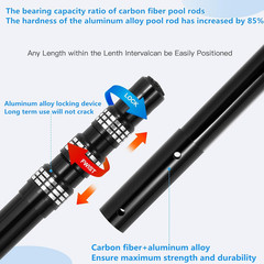 Swimming Pool Pole Carbon Fiber，Pool Skimmer Pole Telescopic Swimming，Pool Clean