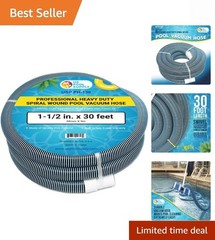 Pool Vacuum Hose – 1-1/2&Prime; x 30&prime; Professional Heavy Duty Pool Hose for Ingroun…