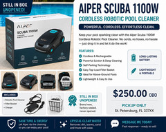 Aiper Scuba 1100W Cordless Robotic Pool Cleaner Flat Floor, 1000 sq ft