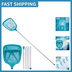Classic 5&prime; Leaf Skimmer Net with 4 Aluminum Sections – Perfect for Ponds & Pools