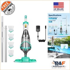 Green Cordless Handheld Pool Cleaner with 60min Battery & High Suction Power
