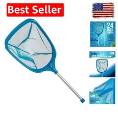 Blue Ultra Fine Mesh Pool Skimmer Net with 12” Pole – Safe & Effective Cleaning