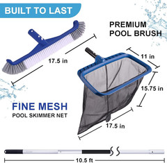 Pool Cleaning Kit, Including Pool Brush & Ultra Fine Mesh Pool Skimmer Net with
