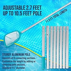 11.5ft Swimming Pool Leaf Skimmer Net with Telescopic Pole, Ultra Fine Mesh, Adj