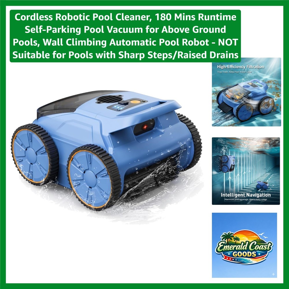 Lightweight Robotic Pool Cleaner with Large-Capacity Filter – Effortless Care