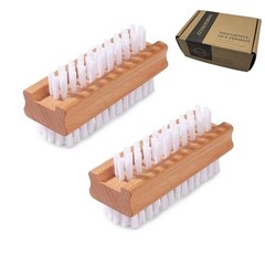 2-Pack Wooden Hand & Nail Brushes – Dual-Sided Fingernail Scrub Brush