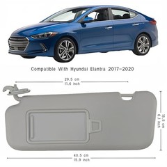 Pair Sun Visor Compatible with 2017-2020 Hyundai Elantra, (Gray) Left & Right