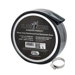 U.S. Pool Supply Black Rhino 2&Prime; x 25&prime; Pool Backwash Hose with Hose Clamp