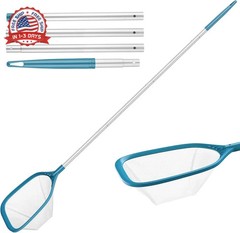 Professional Pool Skimmer Net 57 inch with 4 Aluminum Poles – Fine Mesh for Fast