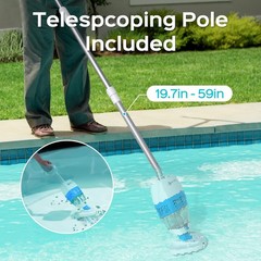 (2025 Upgrade) Cordless Pool Vacuum with 1548GPH Suction, 1Hour Runtime, Tele…