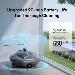 Bubot 300P Pool Vacuum for Above Ground Pool Dual Motors to 850 Sq.Ft. Blue