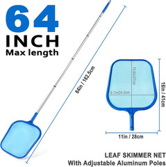 Swimming Pool Skimmer Net with 5 Pole Sections and Ultra Fine Mesh