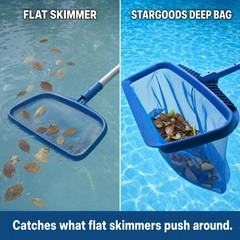 20 Inch Pool Skimmer Net Deep Bag Leaf Rake for Inground Above Ground Pools Fine