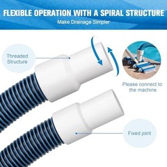 Flexible 18FT Pool Vacuum Hose 1.5&Prime; Diameter with Swivel Cuff – Heavy Duty Clean