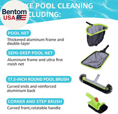 Deluxe Swimming Pool Cleaning Kit Including Professional Leaf Skimmer Net,Half-D