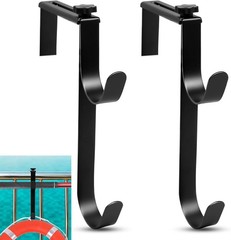 Pool Pole Hanger,2Pcs Pool Fence Hooks,Adjustable Fence Double Hooks without Nai