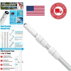 Extended 15 Foot Telescopic Pool Pole Sturdy Design for Efficient Cleaning