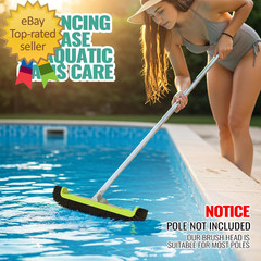 18&Prime; Pool Brush Head for Cleaning Swimming Pool Walls, Curved Ends High-Efficienc