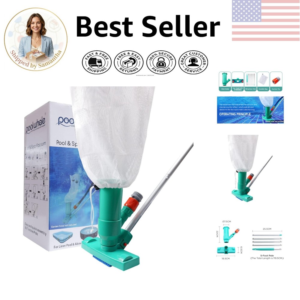 Lightweight Portable Pool Vacuum with Brushes – Ideal for Above Ground Use