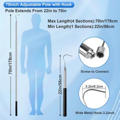 Pool Retrieval Hook with 70 Inch Adjustable Stainless Pole, Detachable Steel …