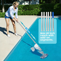 Cordless Handheld Pool Vacuum, 89&Prime; Reach, 18.5 GPM Suction, 60 Min Runtime